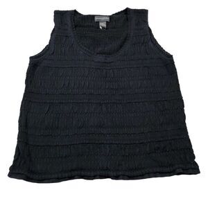 Banana Republic Factory Y2k Crinkle Stretch Cropped Black Textured Tank Top M